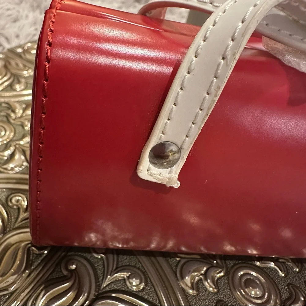 🌹VINTAGE Show Colors Cosmetic RED & WHITE Organizer Make Up Case Mini Purse